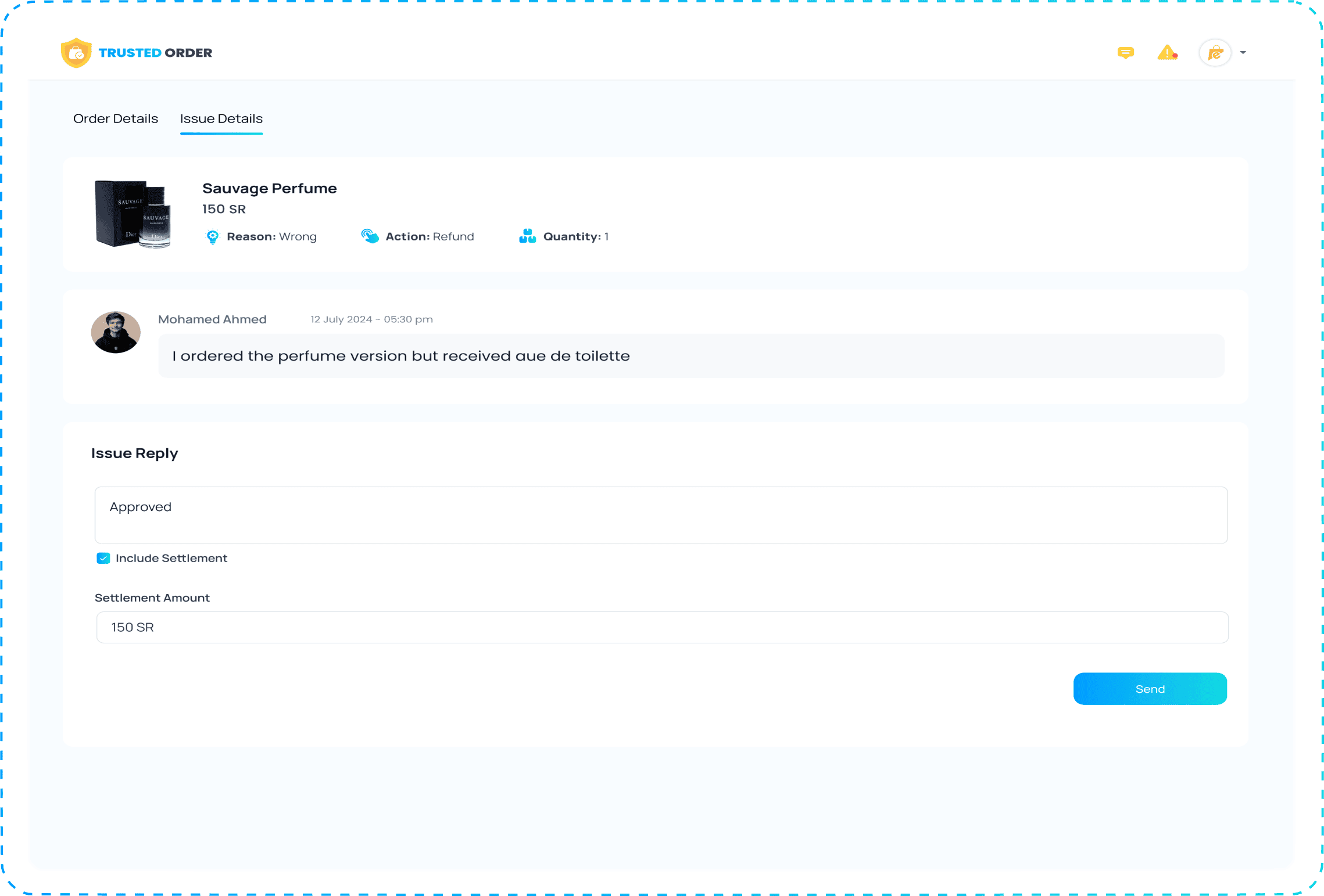 Customer support dashboard