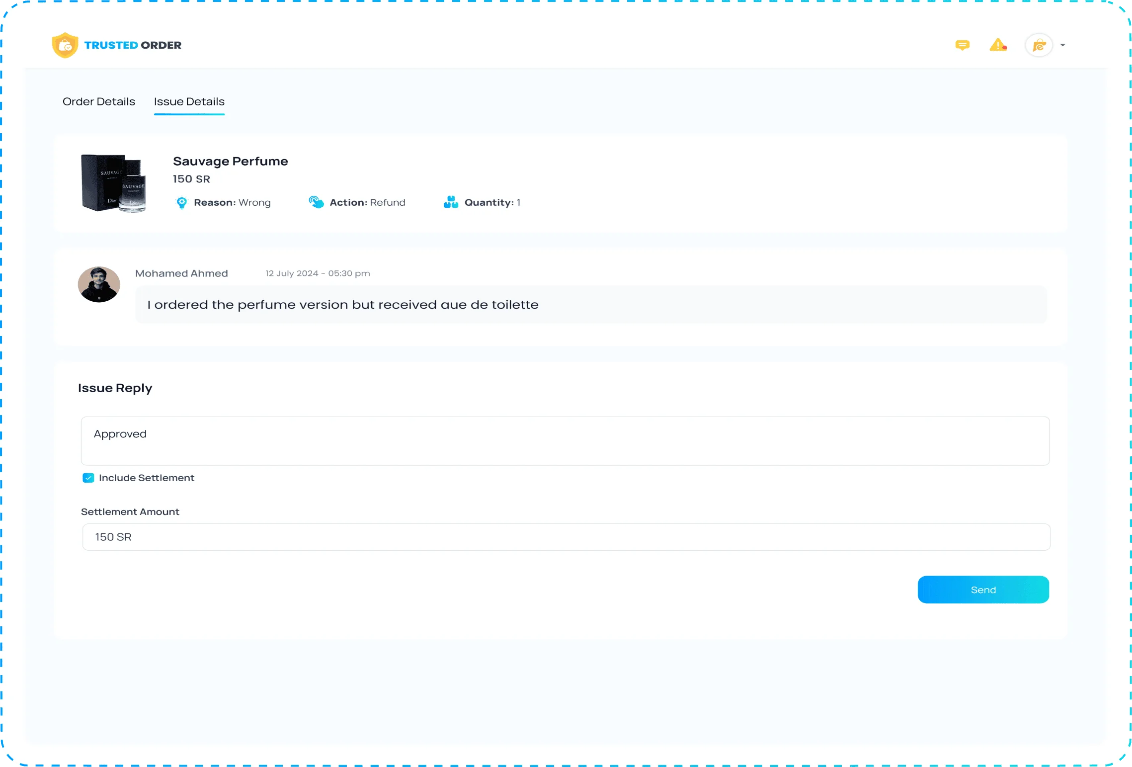 Customer support dashboard